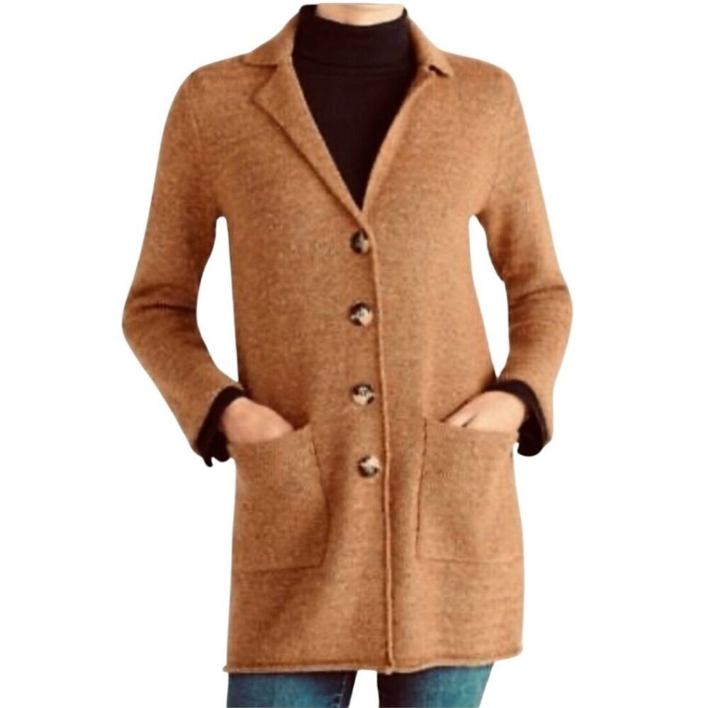 J.Crew Mercantile Donegal Coatagan Lambswool Blend 4 Button Pockets Size S Sweat